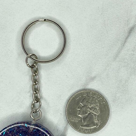 Silver Tone Glitter C Monogram Initial Letter Keyring Keychain - Picture 3 of 7